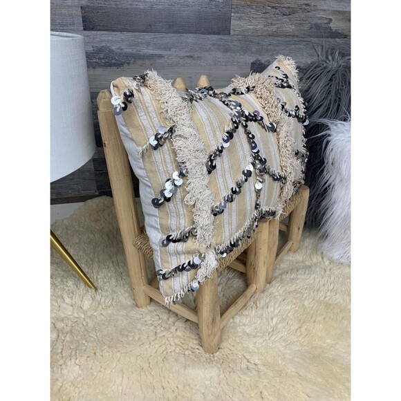 Vintage Handira Pillow, Authentic Moroccan Berber Throw Cushion 03YS00211 - Picture 5 of 10